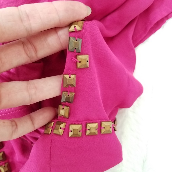 Rock & Republic studded cami/tankhot pink sz. small EUC - Picture 4 of 8